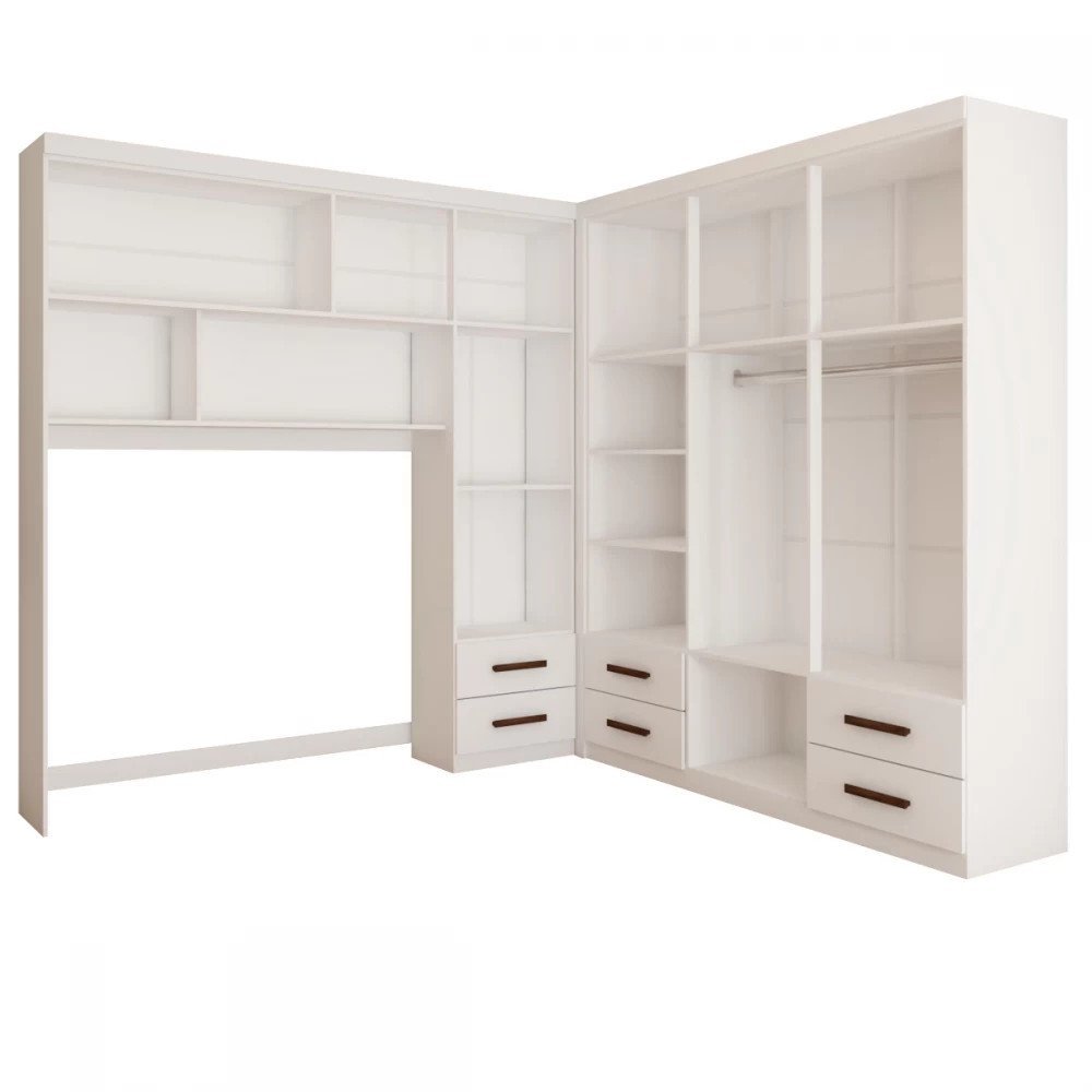 Modulado 4 Portas + Guarda-Roupa 6 Portas Hércules(Sem Espelho) Branco – CARIOCA MÓVEIS - Imagem 4