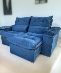 Sofá Retrátil e Reclinável Imperial 2,00 m Veludo Jolie Azul 07 - IMPERIAL DECOR