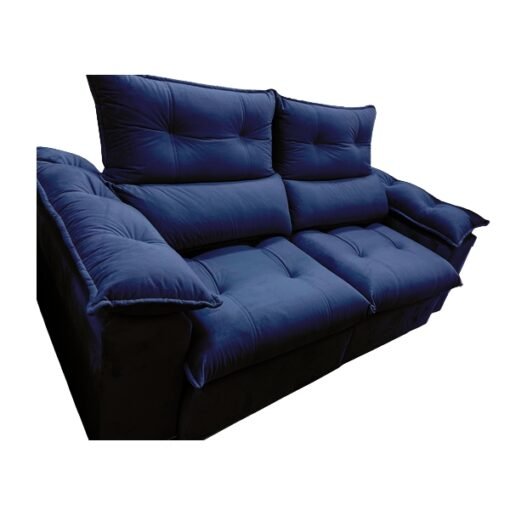 Sofá Retrátil e Reclinável Suíça 2,50 m Veludo Azul – LEO DECOR - Imagem 2