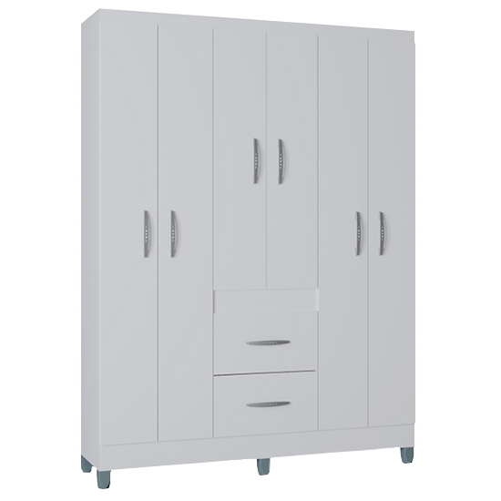 Guarda-Roupa 6 Portas Milão 1,35 m Branco - POQUEMA - Imagem 2