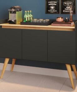 Buffet 3 Portas Gold Preto/Mel - MÓVEIS PRIMUS