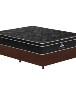 Colchão Casal Pérola Negra D33 + Base Box Simples Corino Marrom – GAZIN COLCHÕES + BIOSTAR
