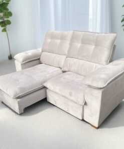 Sofá Retrátil e Reclinável Suíça 2,50 m Veludo Marfim – LEO DECOR