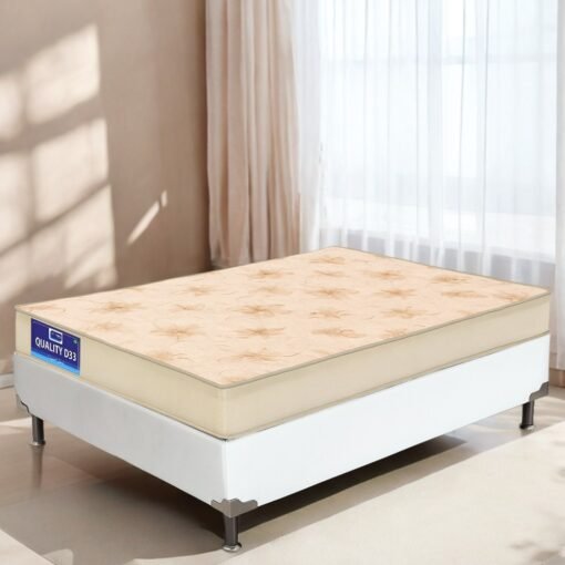 Colchão Casal Quality D33 12 cm + Base Box Simples Corino Branco – ORTHOPRIME + ALTO NÍVEL CAMAS E COLCHÕES