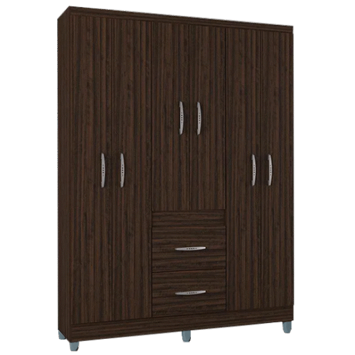 Guarda-Roupa 6 Portas Milão 1,35 m Chocolate - POQUEMA - Imagem 2