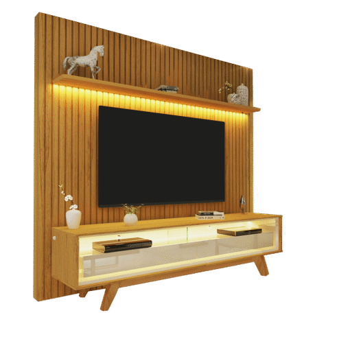 Painel até 75" Nobre 185 Naturale + Rack Requinte 172 Naturale/Off White - GELIUS - Imagem 2