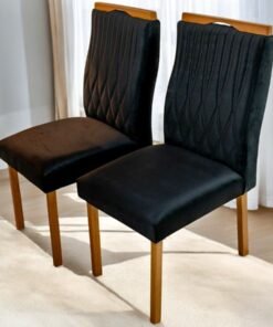 Kit 2 Cadeiras Gênova Mel/Veludo Preto – ART ASSENTOS