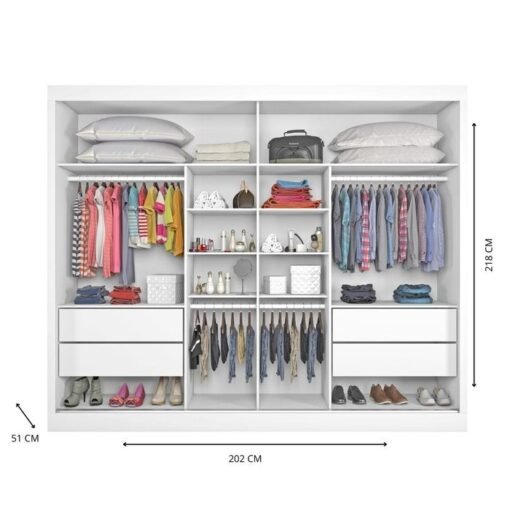 Guarda-Roupa 2 Portas Verona 2,02 m Branco Acetinado - MÓVEIS EUROPA - Imagem 4