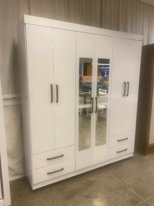 Guarda-Roupa 6 Portas Hércules(Com espelho)1,77 m Branco - CARIOCA MÓVEIS - Imagem 3