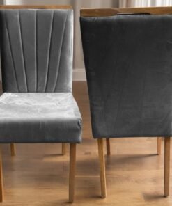 Kit 2 Cadeiras Patrícia 01 Imbuia Mel/Veludo Cinza Grafite 406 – CARVALHO DECOR