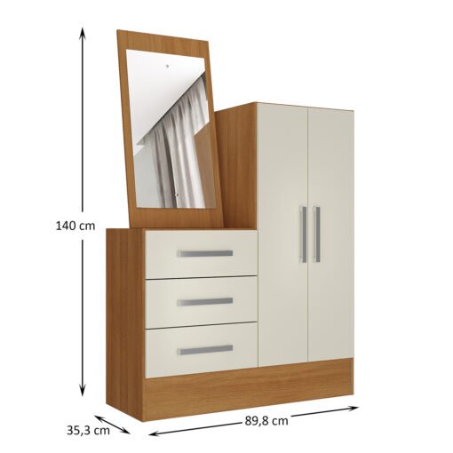 Cômoda 3 Gavetas 2 Portas Dunas 51CO2326 Cinamomo/Off White - RODIAL MÓVEIS - Imagem 3