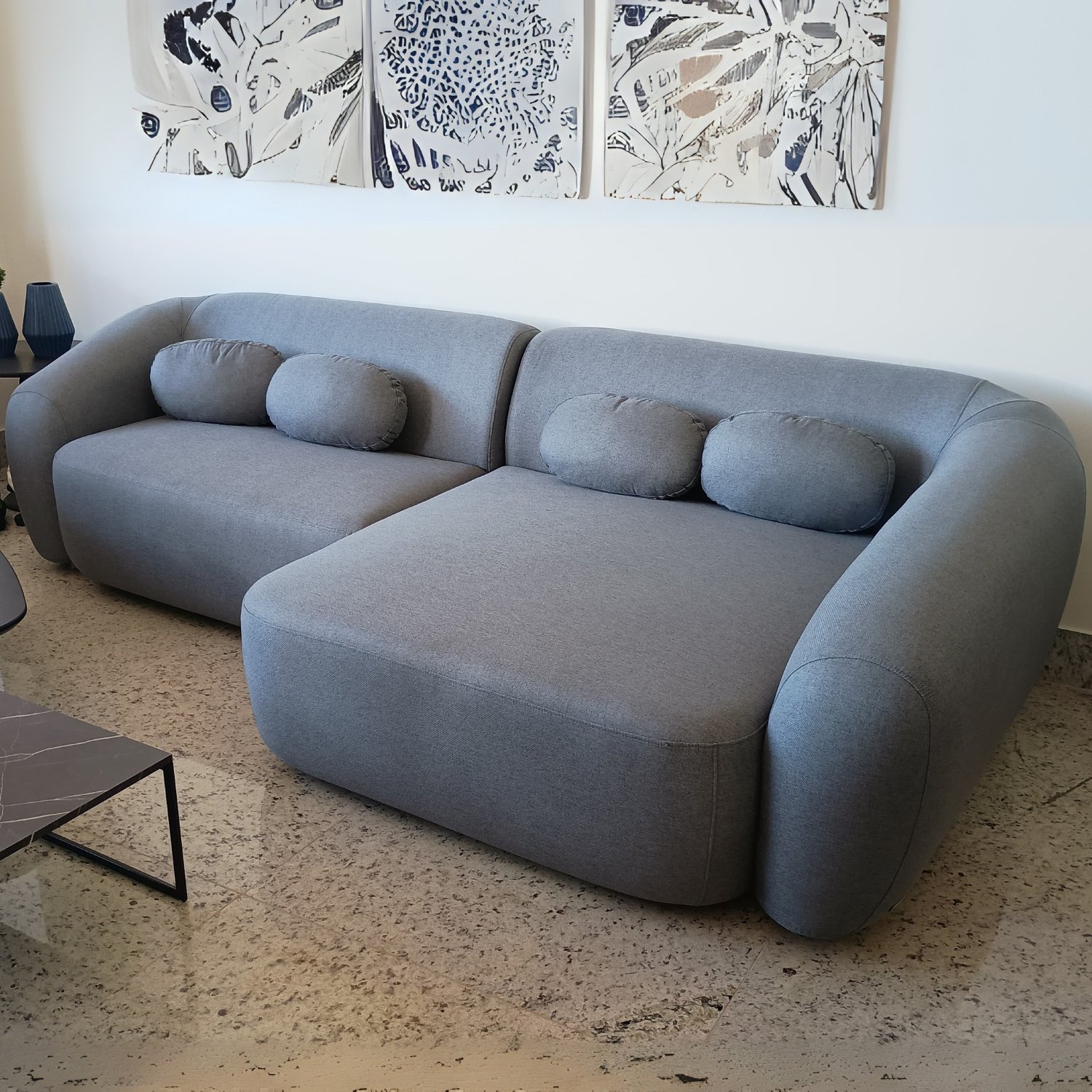 Sofá Living Chelles 3375 2,40 m Linho Cinza 9235 - GRALHA AZUL