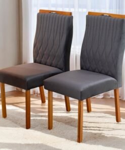 Kit 2 Cadeiras Gênova Mel/Veludo Grafite – ART ASSENTOS