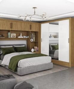 Modulado 4 Portas + Guarda-Roupa 3 Portas Dubai/Santiago Plus Cinamono/Branco – CARIOCA MÓVEIS