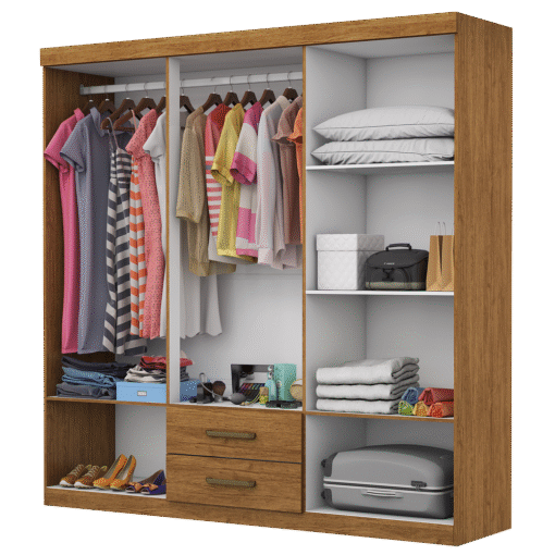 Guarda-Roupa 6 Portas(Com Espelho/Sem Pés)Áries Cinamono/Branco – CARIOCA MÓVEIS - Imagem 3
