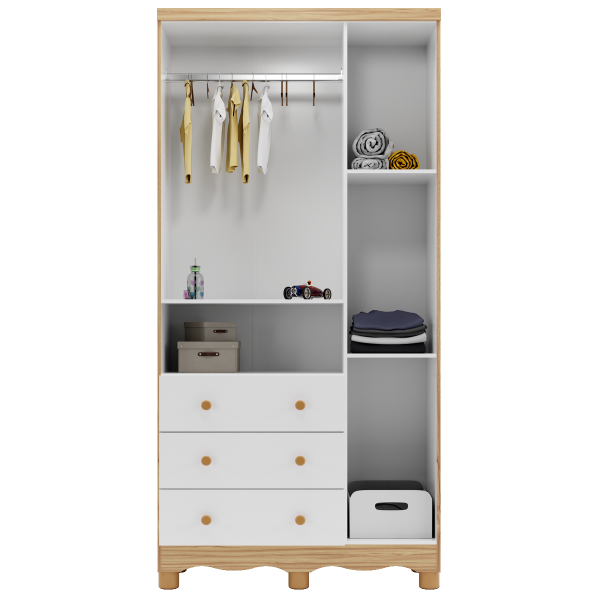 Guarda-Roupa 3 Portas Tedy Branco Brilho/Amêndoa - PEROBA MÓVEIS - Imagem 6