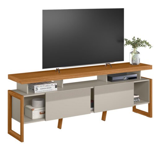 Rack até 70" Esmeralda Nature/Off White - LINEA BRASIL - Imagem 5