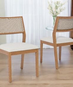Kit 2 Cadeiras Oiti Natuame Madeira/Linho Cru - CIMOL MÓVEIS