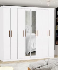 Guarda-Roupa 8 Portas Rubi 2,08 m(Com Espelho)Branco - CARIOCA MÓVEIS