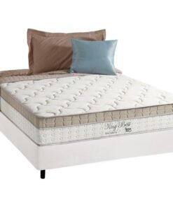 Colchão Casal King Best D28 + Base Box Simples Corino Branco – ANJOS COLCHÕES + ALTO NÍVEL CAMAS E COLCHÕES