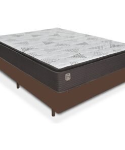 Colchão Casal D26 Ravena + Base Box Simples Corino Marrom - UMAFLEX + BIOSTAR