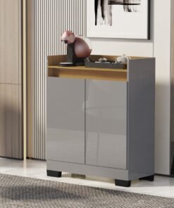Buffet 2 Portas Real Cinza/Mel - MÓVEIS PRIMUS