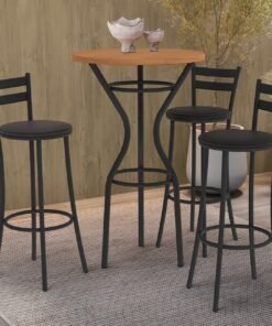 Mesa Bistrô Dublin 0,65 m com 3 Banquetas Jade CM1029(M087/TA69/3B699) Preto/Cinamomo - KAPPESBERG