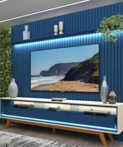 Painel até 85″ Nobre 230 Azul + Rack Requinte 212 Off White/Azul – GELIUS
