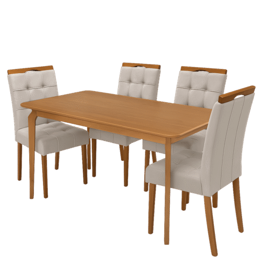 Mesa Alegra 120 Cinamomo com 4 Cadeiras Sophia Veludo Bege – JCM MOVELARIA + WM DECOR - Imagem 3