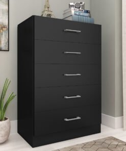 Cômoda 5 Gavetas Aruba Preto - FELLICCI