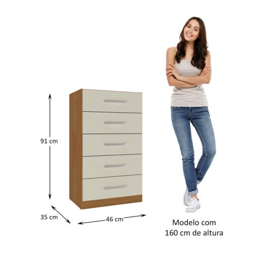 Cômoda 5 Gavetas Savana 51CO0523 Cinamomo/Off White - RODIAL MÓVEIS - Imagem 2