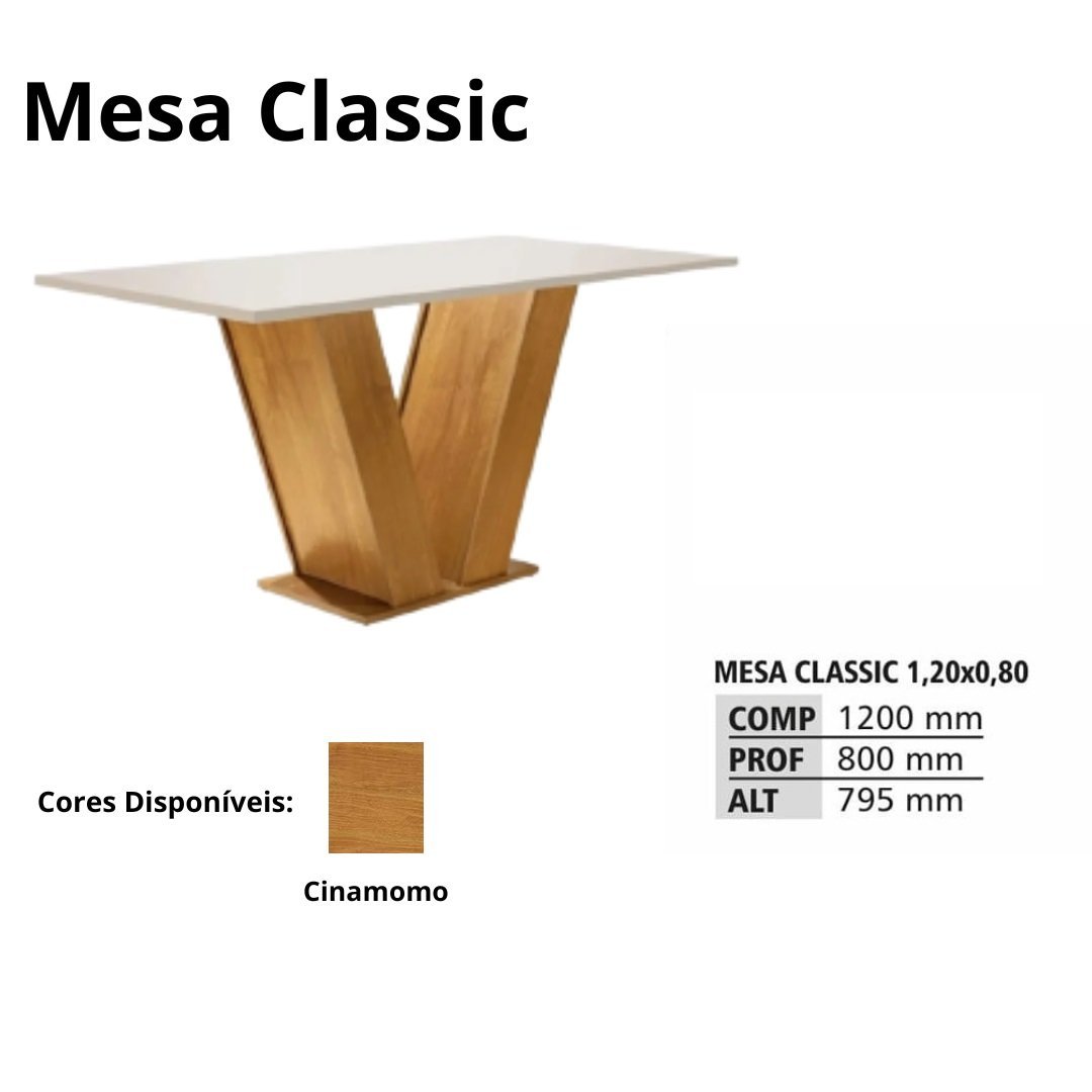 Mesa Classic 120 Cinamomo/Off White - CEL MÓVEIS - Imagem 3