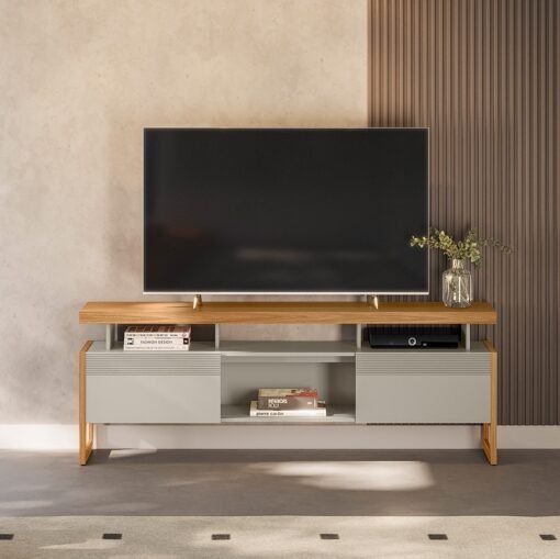 Rack até 70" Esmeralda Nature/Off White - LINEA BRASIL - Imagem 2