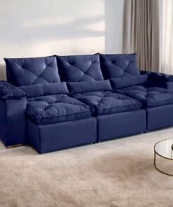 Sofá Retrátil e Reclinável Grécia K80 (Fechado) 2,70 m Azul – KASA COMIGO ESTOFADOS