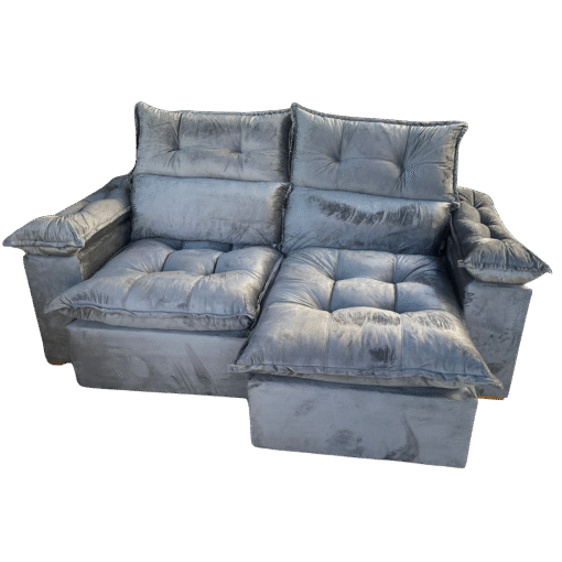 Sofá Retrátil e Reclinável Imperial 2,00 m Veludo Jolie Cinza 08 - IMPERIAL DECOR - Imagem 3