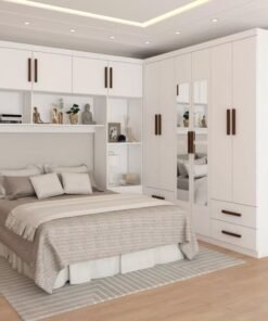 Modulado 4 Portas + Guarda-Roupa 6 Portas Hércules (Com Espelho) Branco - CARIOCA MÓVEIS