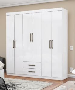 Guarda-Roupa 6 Portas(Sem Espelho/Sem Pés) Áries 1,53 m Branco – CARIOCA MÓVEIS