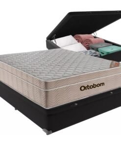 Colchão Casal Airtech Springpocket + Base Box Baú Preto – ORTOBOM + BIOSTAR