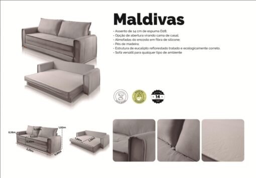 Sofá Cama Maldivas 2,23 m Linho Cinza - JC ESTOFADOS - Imagem 4