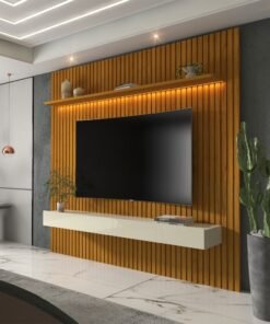 Home até 75″ Nobre Ripado 185(Com Nicho) Naturale/Off White – GELIUS