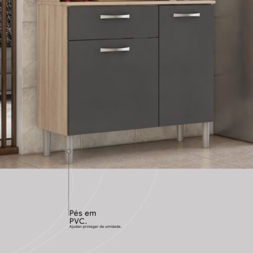 Kit Cozinha Malta 0,91 m Avena/Grafito – DEMÓBILE - Imagem 7