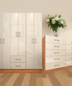 Guarda-Roupa 6 Portas Jamaica 6002 + Cômoda 10 Gavetas Caribe Cinamono/Off White – FELLICCI