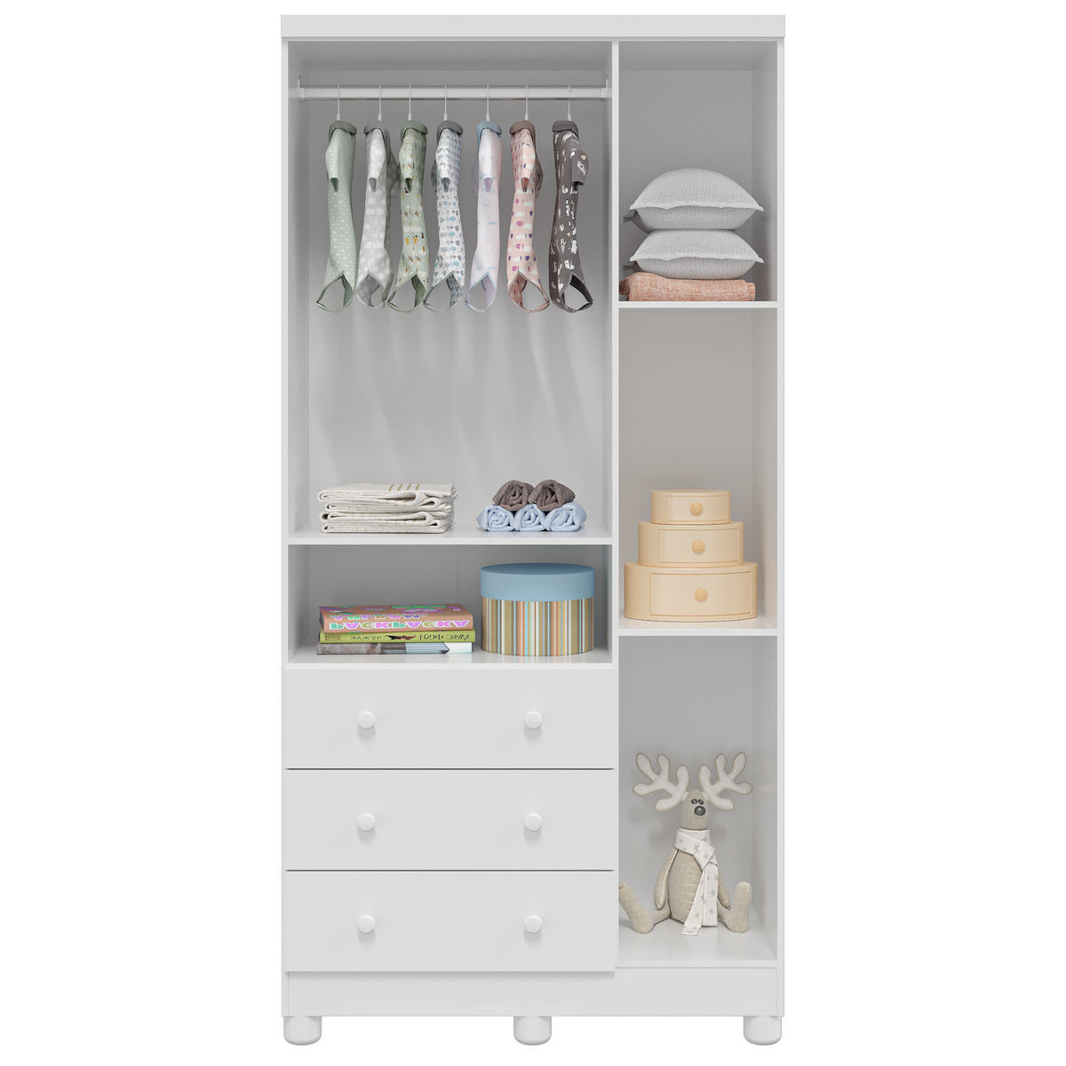 Guarda-Roupa 3 Portas Tedy Branco Brilho - PEROBA MÓVEIS - Imagem 5