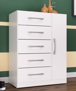 Cômoda 5 Gavetas com Sapateira Corais 11CO1523 Branco – RODIAL MÓVEIS