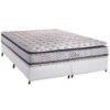 Colchão Queen Blue D33 + Base Box Simples Corino Branco – PAROPAS + ALTO NÍVEL CAMAS E COLCHÕES
