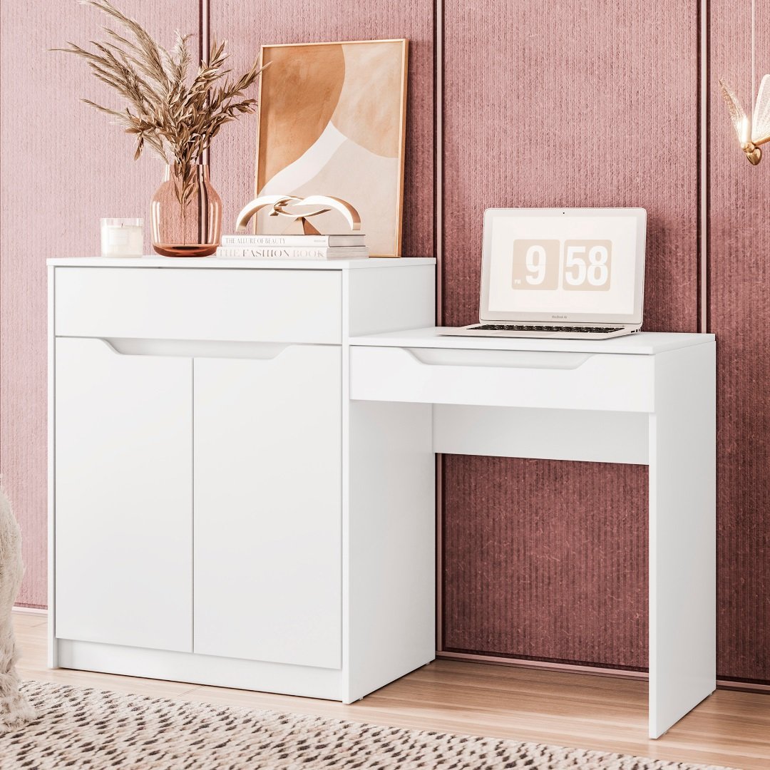 Penteadeira/Escrivaninha Trend Branco Fosco - MÓVEIS ALBATROZ - Imagem 2