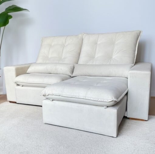 Sofá Retrátil e Reclinável Malu 2,30 m Bege – D’VITRINE ESTOFADOS