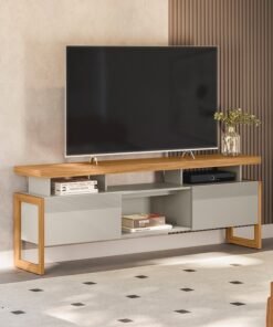 Rack até 70" Esmeralda Nature/Off White - LINEA BRASIL
