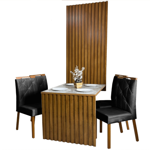 Mesa Cancun 120 Cinamomo/Off White com 4 Cadeiras Yasmim Veludo Preto – CEL MÓVEIS + KM DECOR - Imagem 2