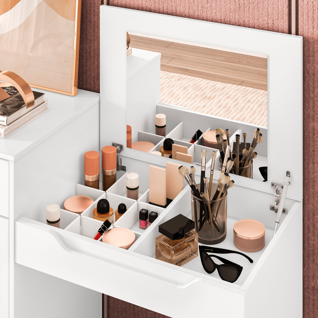 Penteadeira/Escrivaninha Trend Branco Fosco - MÓVEIS ALBATROZ - Imagem 3